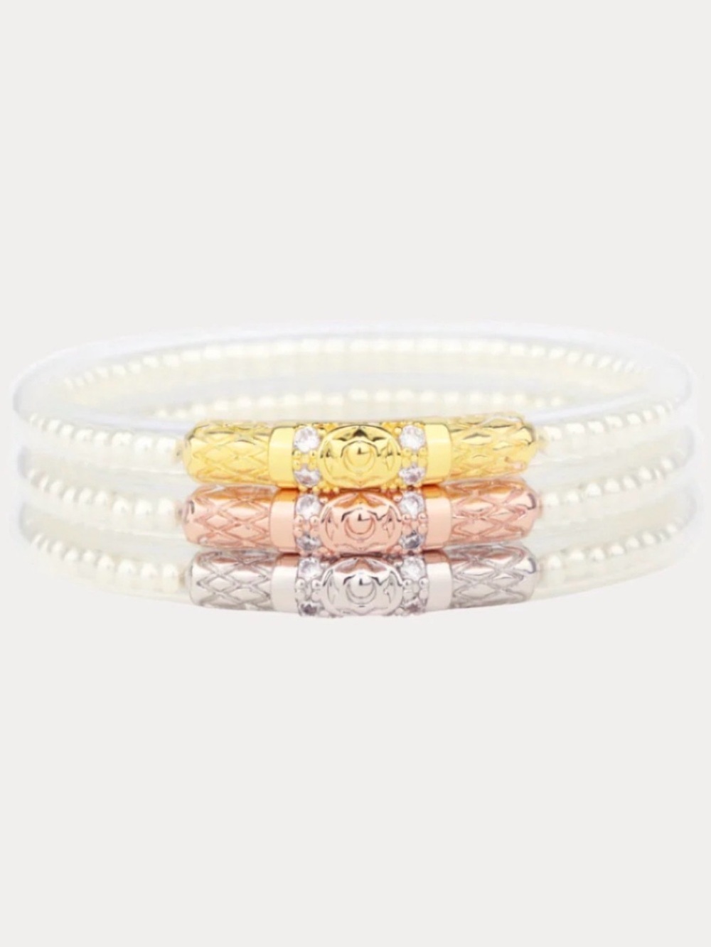 Budhagirl Pearls 3 Queens size M all weather Bangles